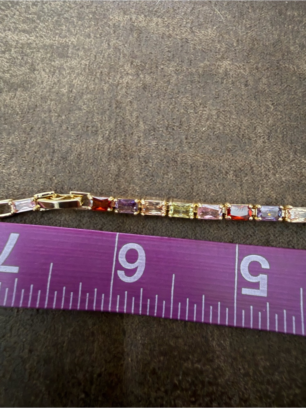 Gold Multi-Color Baguette Tennis Bracelet - Picture 3 of 3